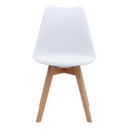 Καρέκλα Τραπεζαρίας Viva Megapap pp - pu Λευκό - Ξύλινο Φυσικό Πόδι 48,5x54x80εκ.