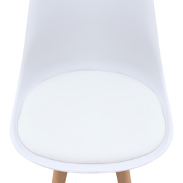 Καρέκλα Τραπεζαρίας Viva Megapap pp - pu Λευκό - Ξύλινο Φυσικό Πόδι 48,5x54x80εκ.