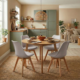 Καρέκλα Τραπεζαρίας Viva Megapap pp - pu Cappuccino - Ξύλινο Φυσικό Πόδι 48,5x54x80εκ.