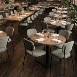 Καρέκλα Τραπεζαρίας Kevin Megapap Λαδί Ύφασμα - Μεταλλικό Μαύρο Πόδι 48x51x87εκ.