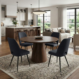 Καρέκλα Τραπεζαρίας Christy Megapap Ανθρακί Ύφασμα - Μεταλλικό Μαύρο Πόδι 47x59x90εκ.