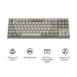 Keychron c1 pro (C1px-m1) Qmk/via Mechanical red Switch - 8k Polling Rate hot Swap.80% us Retro rgb