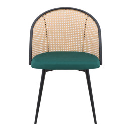 Καρέκλα Τραπεζαρίας Jacob Megapap pe Rattan - Κυπαρισσί Βελούδο - Μεταλλικό Μαύρο Πόδι 52x50x77εκ.