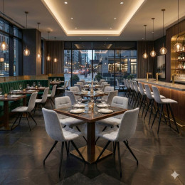 Καρέκλα Τραπεζαρίας Bianca Megapap Μπεζ Ύφασμα - Μεταλλικό Μαύρο Πόδι 43x56x84εκ.