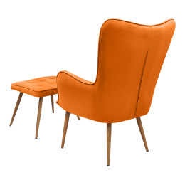 Πολυθρόνα - Μπερζέρα με Υποπόδιο Lily Megapap Κροκί Βελούδο - Μεταλλικό Πόδι Χρώμα Φυσικό 70x62x98εκ.