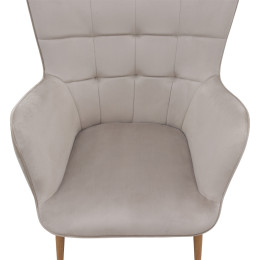 Πολυθρόνα - Μπερζέρα με Υποπόδιο Lily Megapap Μπεζ Βελούδο - Μεταλλικό Πόδι Χρώμα Φυσικό 70x62x98εκ.