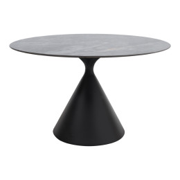 Τραπέζι Logan Megapap Sintered Stone - Μέταλλο Χρώμα Γκρι εφέ Μαρμάρου - Μαύρο Ø120x72εκ.