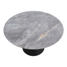 Τραπέζι Logan Megapap Sintered Stone - Μέταλλο Χρώμα Γκρι εφέ Μαρμάρου - Μαύρο Ø120x72εκ.