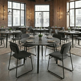 Τραπέζι Zeno Megapap Χρώμα Σκούρο Γκρι Σκυροδέματος Ø110x73,5εκ.