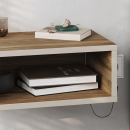 Κομοδίνο Επιτοίχιο Brik Megapap με led Χρώμα Καρυδί - Sandstone 45x30x18εκ.