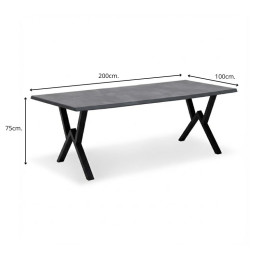 Τραπέζι Walter Megapap mdf - Μεταλλικό Χρώμα Σκούρο Γκρι Σκυροδέματος 200x100x75εκ.