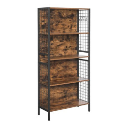 Μεταλλική Βιβλιοθήκη με 4 Ράφια και 4 Άγκιστρα 74 x 30 x 155 cm Vasagle Lbc023kd01