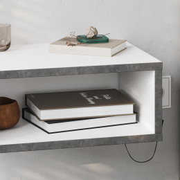 Κομοδίνο Επιτοίχιο Brik Megapap με led Χρώμα Λευκό - Γκρι Ρετρό 45x30x18εκ.