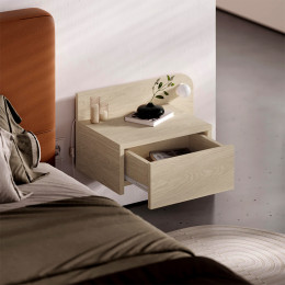 Κομοδίνο Επιτοίχιο Dotta Megapap με led Χρώμα Light oak 52x33,6x28εκ.