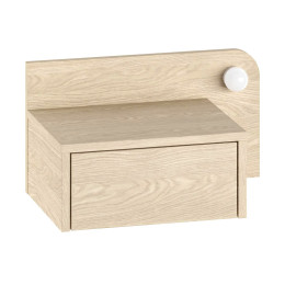 Κομοδίνο Επιτοίχιο Dotta Megapap με led Χρώμα Light oak 52x33,6x28εκ.