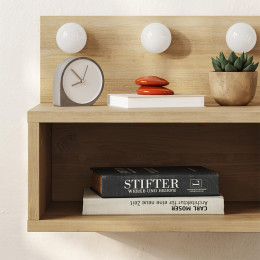 Κομοδίνο Επιτοίχιο Treo Megapap με led Χρώμα Sapphire oak 40x30x33,8εκ.