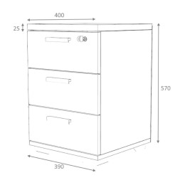 Συρταριέρα Γραφείου Επαγγελματική Venturo Megapap Χρώμα Ανθρακί - Φυσικό Οξιάς 39x40x57εκ.