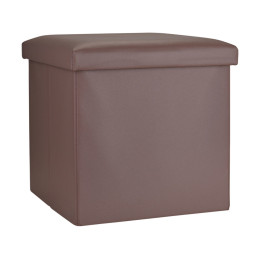 Estia Σκαμπο Cube Leather με Αποθηκευτικο Χωρο Καφε