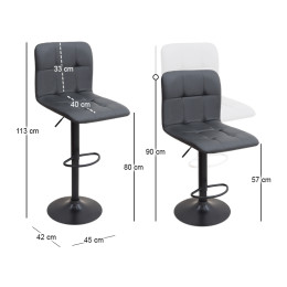 Σκαμπό Μπαρ Carmelo Megapap με Ρυθμιζόμενο Ύψος pu Μαύρο - Βάση Μαύρο ματ 45x42x90/113εκ.