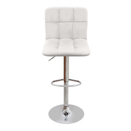 Σκαμπό Μπαρ Carmelo Megapap με Ρυθμιζόμενο Ύψος pu Λευκό - Βάση Χρωμίου 45x42x90/113εκ.