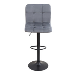 Σκαμπό Μπαρ Carmelo Megapap με Ρυθμιζόμενο Ύψος Βελούδο Γκρι - Βάση Μαύρο ματ 45x42x90/113εκ.