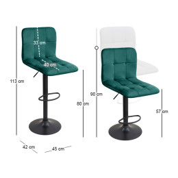 Σκαμπό Μπαρ Carmelo Megapap με Ρυθμιζόμενο Ύψος Βελούδο Κυπαρισσί - Βάση Μαύρο ματ 45x42x90/113εκ.