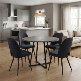 Σετ Τραπεζαρία 5τμχ Rubes - Christy Megapap Χρώμα Γκρι Σκυροδέματος - Ανθρακί Ø100x78εκ.