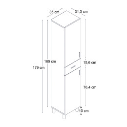 Ντουλάπι Κουζίνας - Μπάνιου Selina Megapap Χρώμα Sencron Black 35x31x179εκ.
