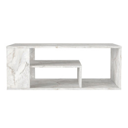 Τραπεζάκι Σαλονιού Abdera Megapap Χρώμα Λευκό εφέ Μαρμάρου 110x60x42εκ.