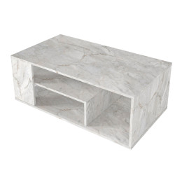 Τραπεζάκι Σαλονιού Abdera Megapap Χρώμα Λευκό εφέ Μαρμάρου 110x60x42εκ.