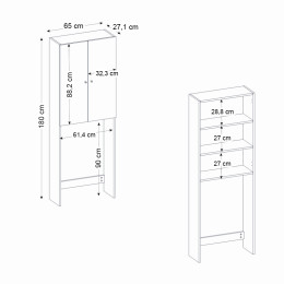 Έπιπλο Πλυντηρίου Romme Megapap Χρώμα Λευκό εφέ Μαρμάρου 65x27,1x180εκ.