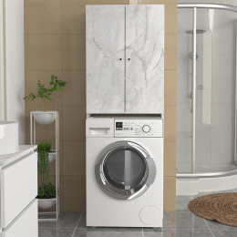 Έπιπλο Πλυντηρίου Romme Megapap Χρώμα Λευκό εφέ Μαρμάρου 65x27,1x180εκ.