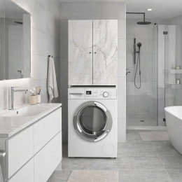 Έπιπλο Πλυντηρίου Romme Megapap Χρώμα Λευκό εφέ Μαρμάρου 65x27,1x180εκ.