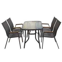 SELBY SET ΤΡΑΠΕΖΑΡΙΑΣ 5ΤΜΧ ΑΝΘΡΑΚΙ 120Χ70εκ.