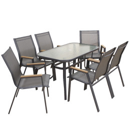 SELBY SET ΤΡΑΠΕΖΑΡΙΑΣ 7ΤΜΧ ΑΝΘΡΑΚΙ 120Χ70εκ.