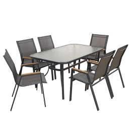 SELBY SET ΤΡΑΠΕΖΑΡΙΑΣ 7ΤΜΧ ΑΝΘΡΑΚΙ 140Χ80εκ.