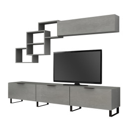 Σύνθεση Τηλεόρασης Heydar Megapap Χρώμα Γκρι Σκυροδέματος 210x35x40εκ.