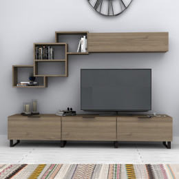 Σύνθεση Τηλεόρασης Heydar Megapap Χρώμα Καρυδί 210x35x40εκ.