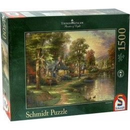 Puzzle Kinkade 2d 1500 Κομματια Σπιτι στη Λιμνη