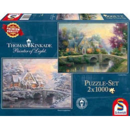 Puzzle Thomas Kinkade: Winter in Lamplight Manour 2d 1000 Κομματια