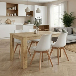 Σετ Τραπεζαρία 5τμχ Darlen - Viva Megapap Χρώμα Sapphire oak - Λευκό/φυσικό Πόδι 125x72x74εκ.