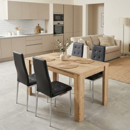 Σετ Τραπεζαρία 5τμχ Darlen - Rosa Megapap Χρώμα Sapphire oak - Μαύρο/χρωμίου Πόδι 125x72x74εκ.