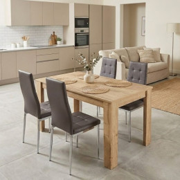 Σετ Τραπεζαρία 5τμχ Darlen - Rosa Megapap Χρώμα Sapphire oak - Καφέ/χρωμίου Πόδι 125x72x74εκ.