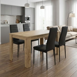 Σετ Τραπεζαρία 5τμχ Darlen - Rosa Megapap Χρώμα Sapphire oak - Μαύρο 125x72x74εκ.