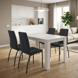 Σετ Τραπεζαρία 5τμχ Darlen - Fina Megapap Χρώμα Λευκό - Ανθρακί 125x72x74εκ.