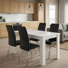 Σετ Τραπεζαρία 5τμχ Darlen - Alma Megapap Χρώμα Λευκό - Μαύρο 125x72x74εκ.