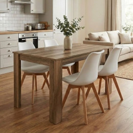 Σετ Τραπεζαρία 5τμχ Darlen - Viva Megapap Χρώμα Καρυδί - Λευκό/φυσικό Πόδι 125x72x74εκ.