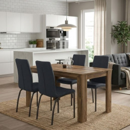 Σετ Τραπεζαρία 5τμχ Darlen - Fina Megapap Χρώμα Καρυδί - Ανθρακί 125x72x74εκ.