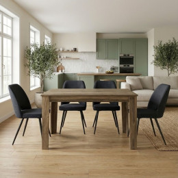 Σετ Τραπεζαρία 5τμχ Darlen - Christy Megapap Χρώμα Καρυδί - Ανθρακί 125x72x74εκ.