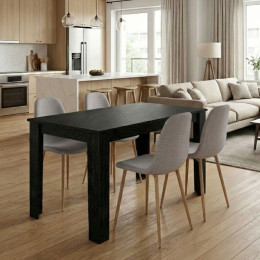 Σετ Τραπεζαρία 5τμχ Darlen - Iris Megapap Χρώμα Sencron Black - Ανοιχτό Μπεζ/φυσικό Πόδι 125x72x74εκ.